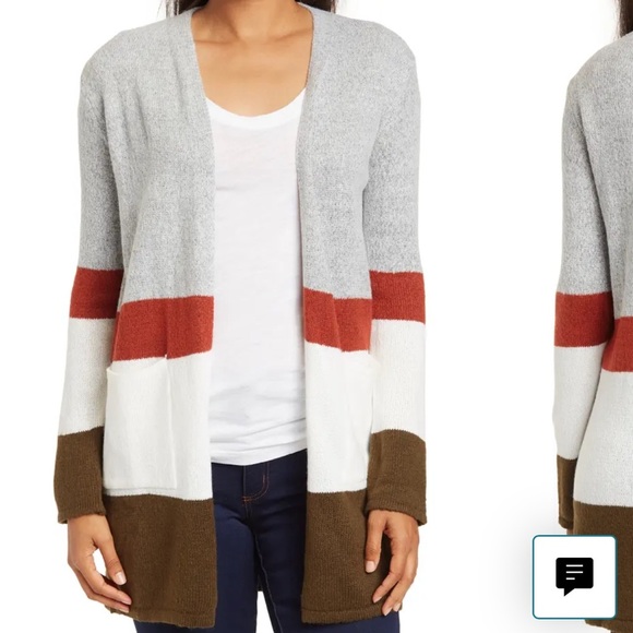 By Design Cardigant Sweater Womens colorblock striped cardigan casual NWT - Picture 1 of 4
